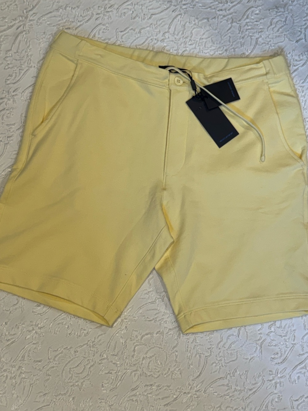 NWT Patrick Assaraf Lemon Yellow Pima Cotton French Terry Shorts S